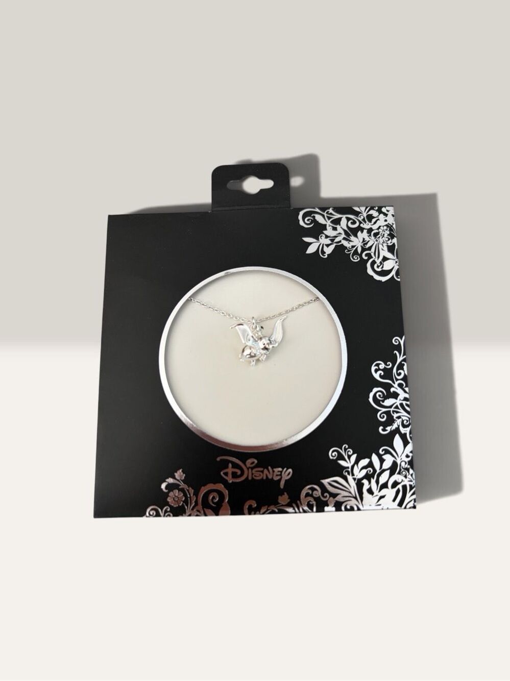 Disney Dumbo Dainty Necklace LA Rocks Silver Tone New on Card